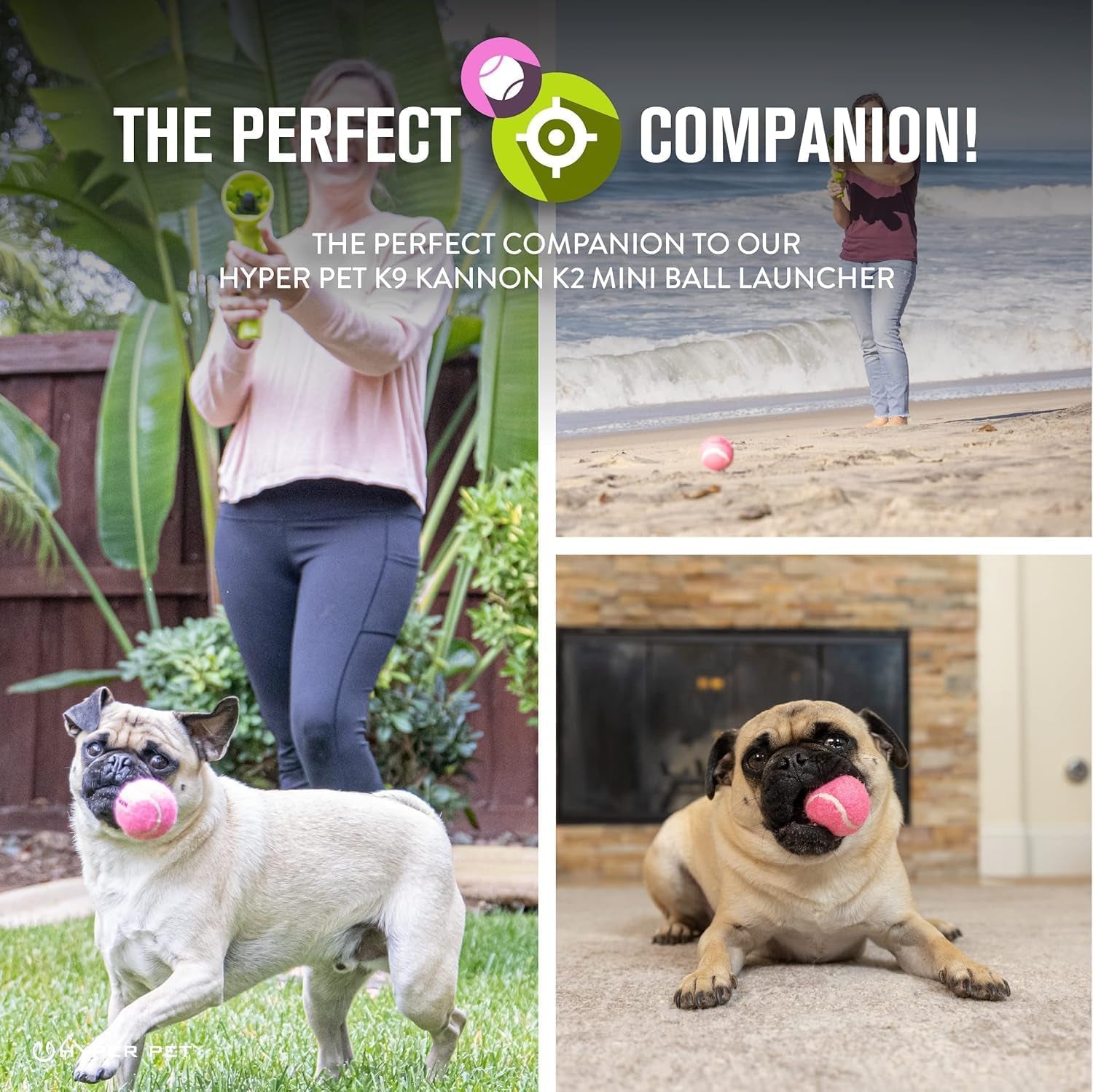 MINI Tennis Balls for Dogs (Pet Safe Dog Ball Dog Tennis Balls for Exercise & Training) Dog Ball Interactive Dog Toys Work with  K9 Kannon MINI Dog Ball Launcher - 4 Pack MINI Pink