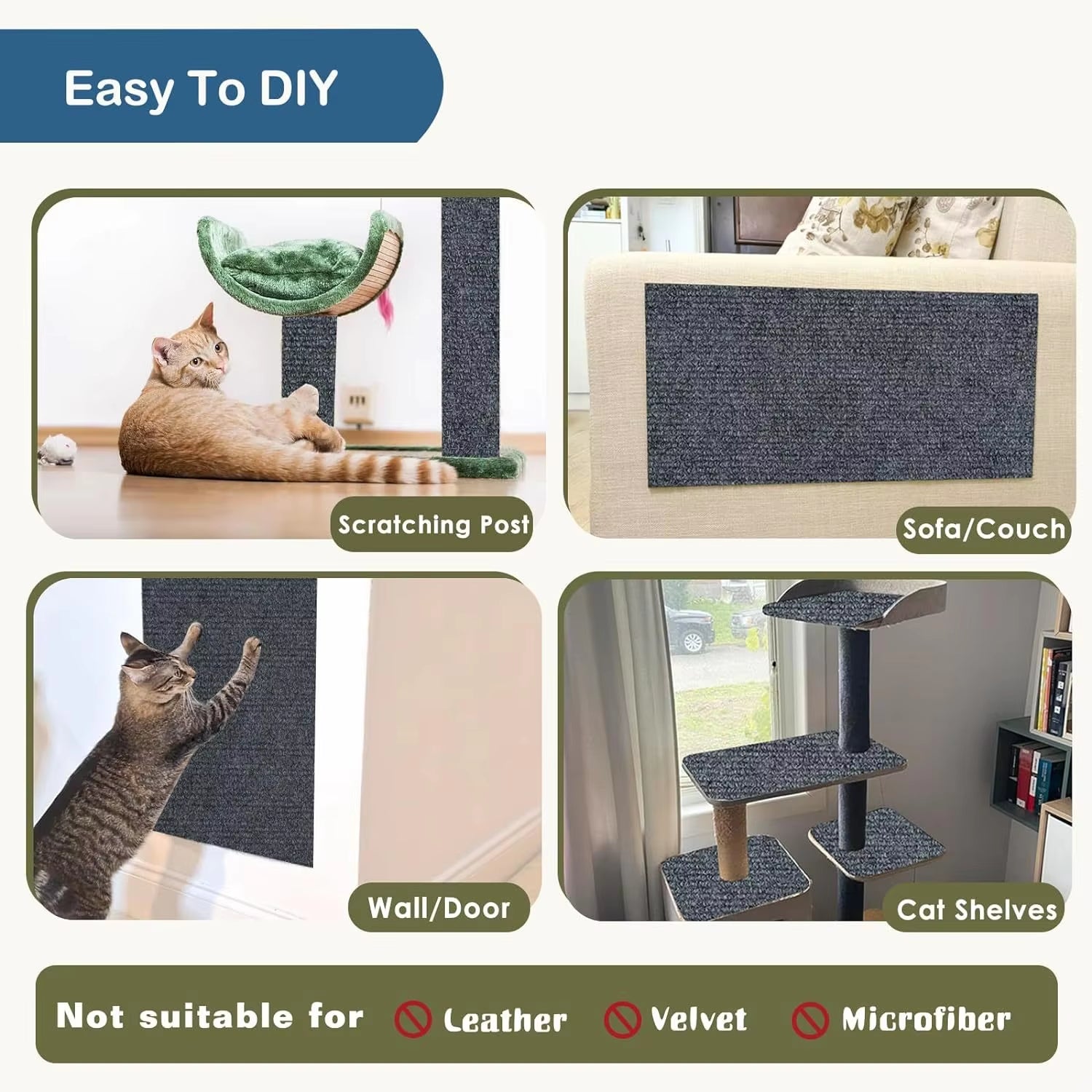 Wall Self-Adhesive anti Cat Scratch Sofa DIY Cats Scratch Protection Paws Sharpen Trimmable Carpet Cats Scratch Board ﻿